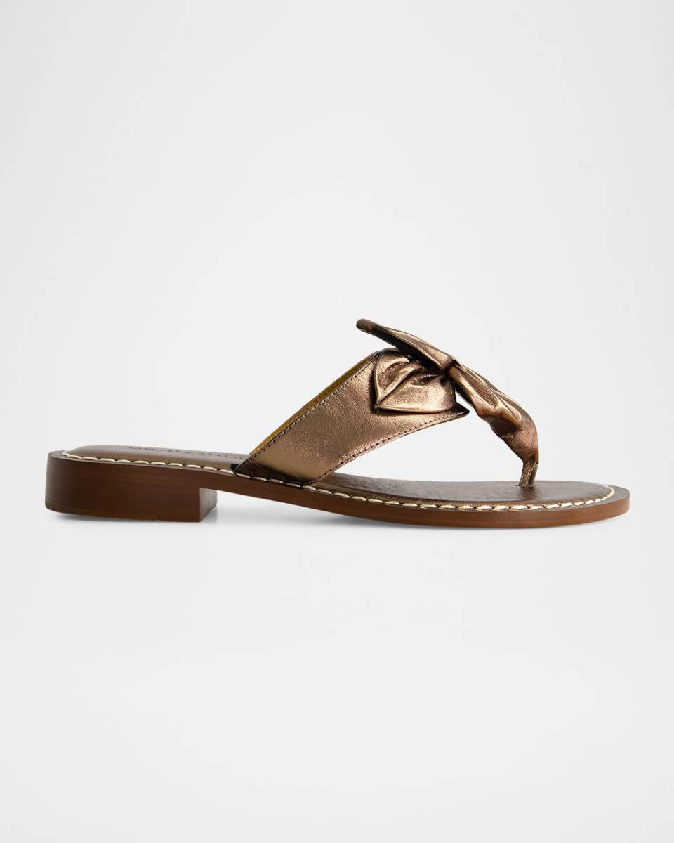 Taormina Metallic Flower Thong Sandals